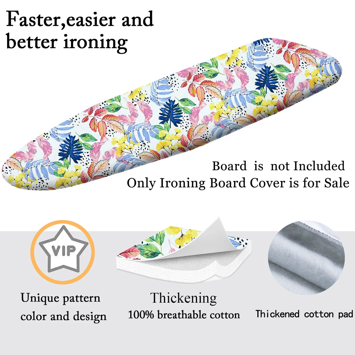 120x40,130x50,140x50 Ironing Board Cover Full Size Scorch Padding Cover,Heavy-Duty Thick Polyester Fabric,Laundry Room Accessory