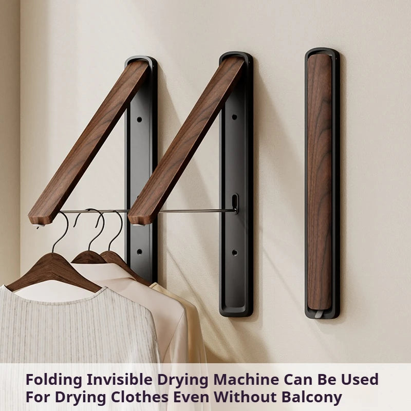 Étendoir mural pliable invisible – bois aluminium