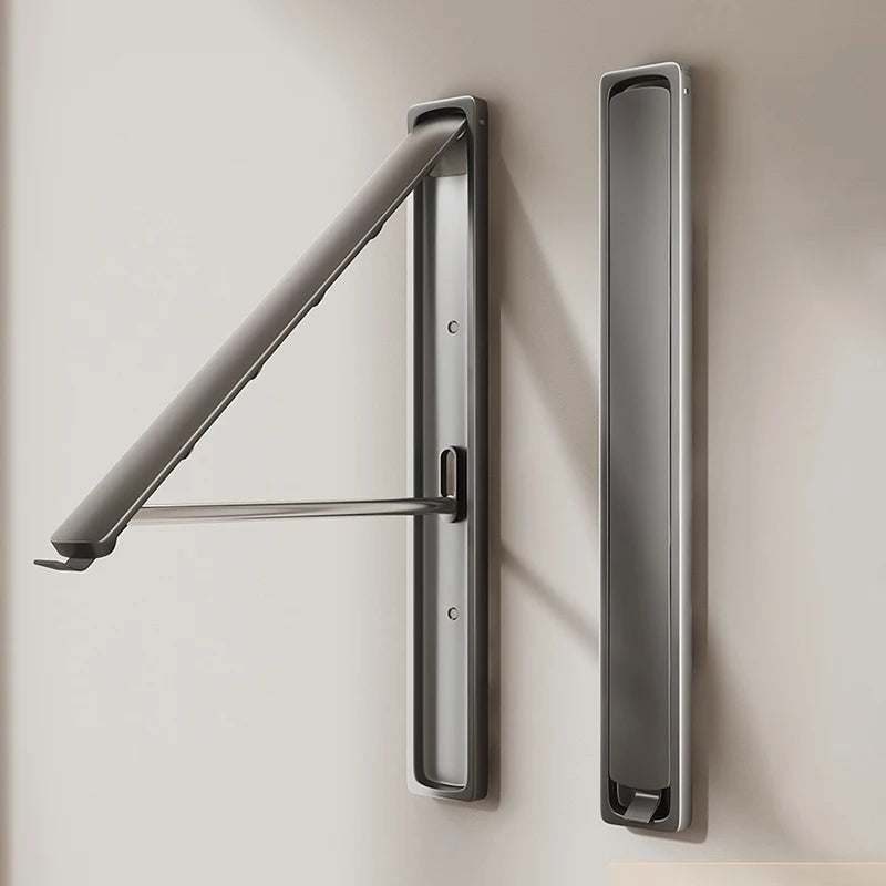 Étendoir mural pliable invisible – bois aluminium
