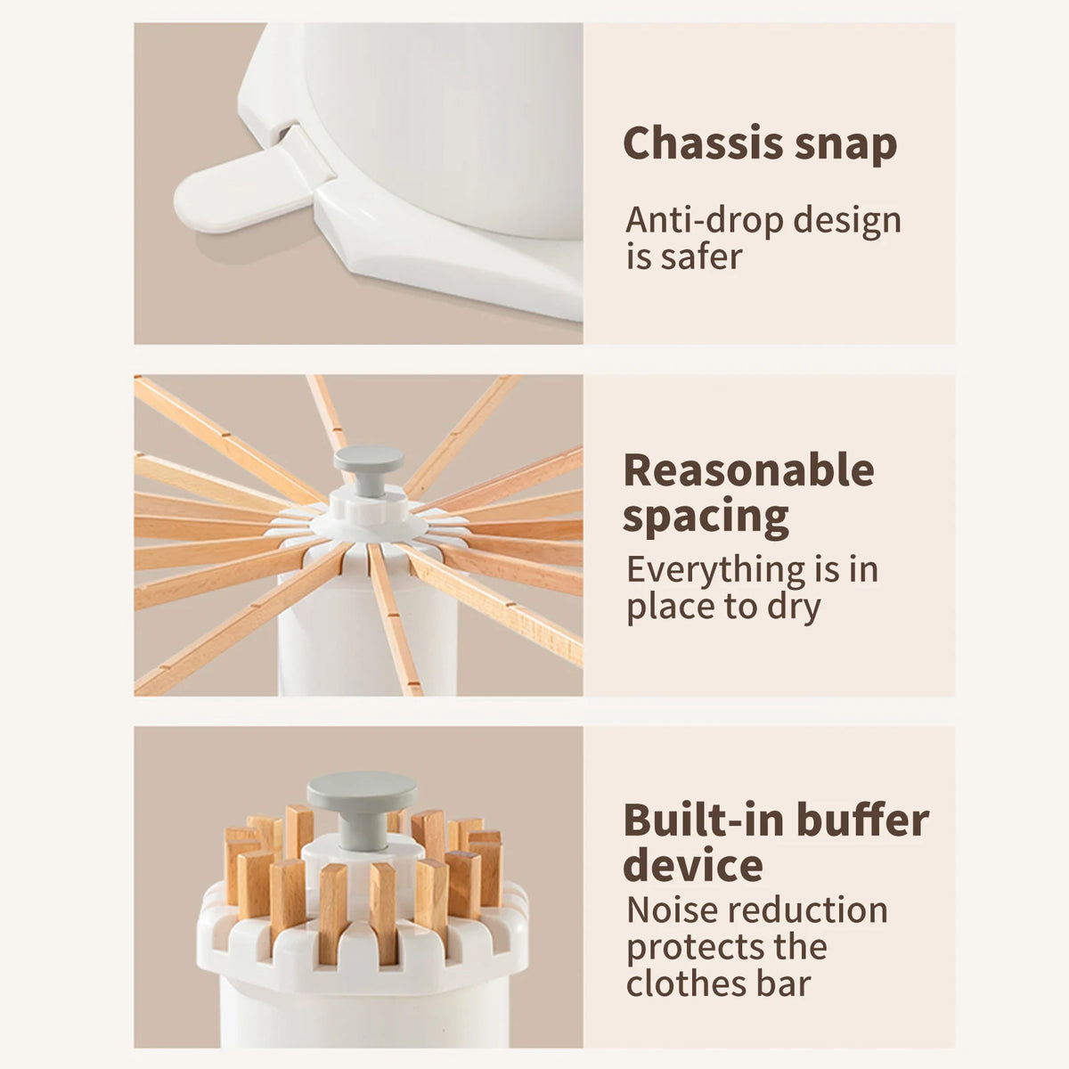 Séchoir parapluie rotatif 360° – trépied bois 16 bras
