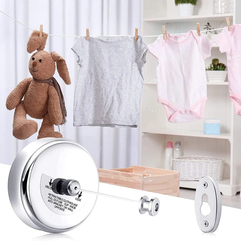 Corde à linge acier inoxydable – rétractable murale