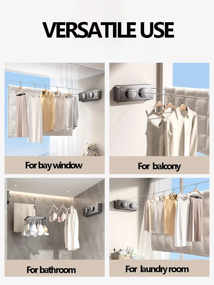 Corde à linge compacte murale – rétractable double fil