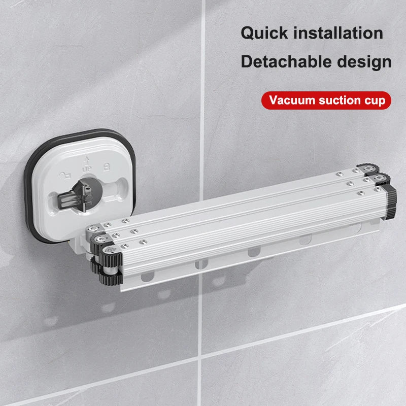 Étendoir mural rétractable à ventouse – aluminium pliable