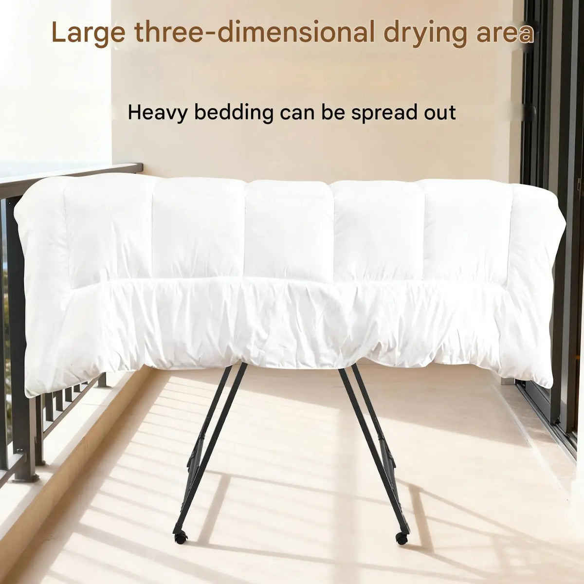 Étendoir à linge pliable sur pied – ailes inclinables roulettes