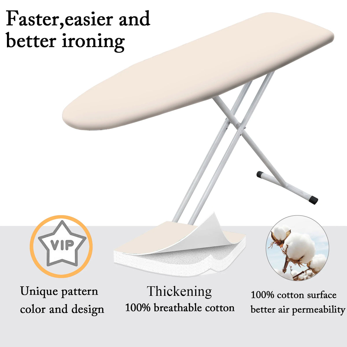 120x40 Ironing Board Cover, Heavy Duty Ironing Pad Covers With Hook And Loop Fastener Strap, Elastic Edges Easy Install