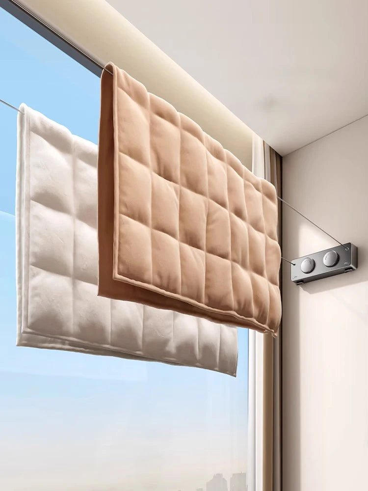 Corde à linge compacte murale – rétractable double fil