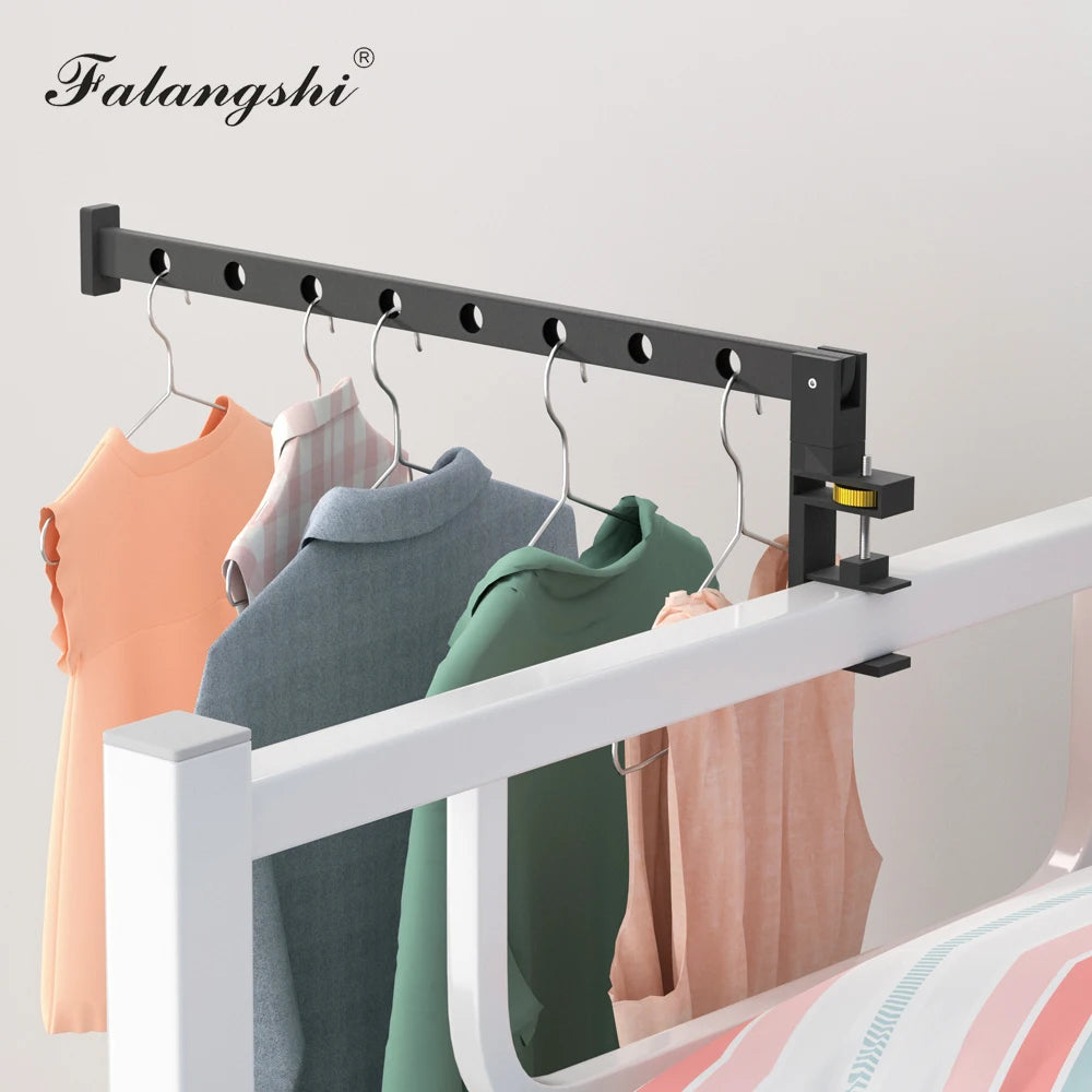 Étendoir balcon barre aluminium pivotante 360° 8 trous noir