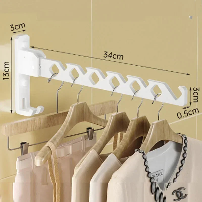 Étendoir à linge mural porte-cintres pliable 180° – aluminium