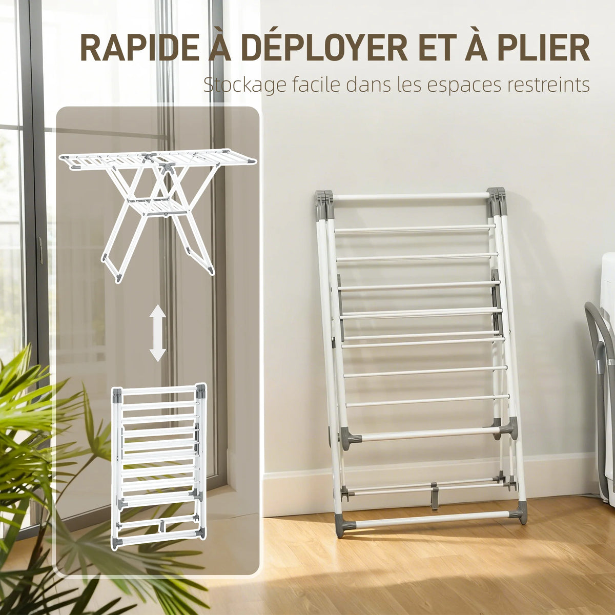 Étendoir à linge pliable – ailes réglables 4 positions
