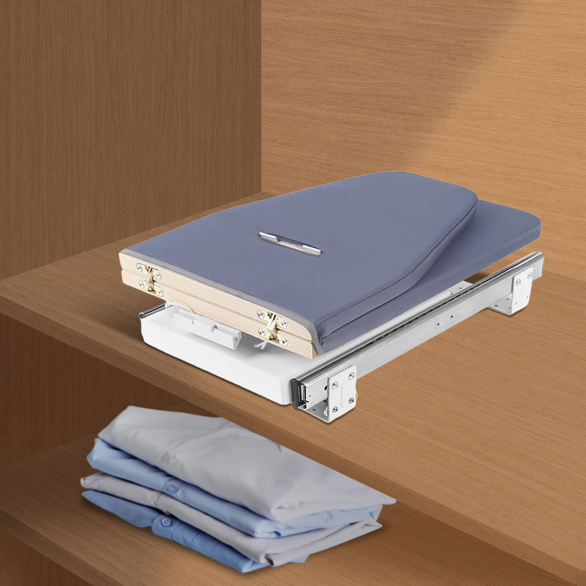 Foldable Ironing Board, Retractable Cabinet Mount, Push-Pull Sturdy Metal Frame  80x29.5cm / 31.5x11.6in (Gray)
