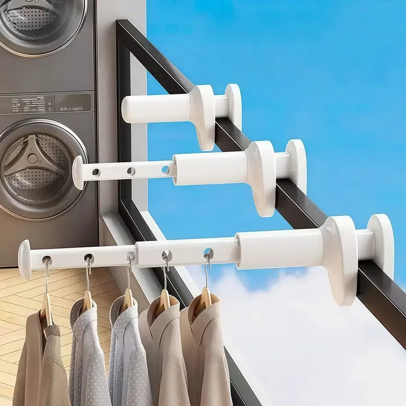Étendoir balcon barre télescopique clipse ajustable 7 zones