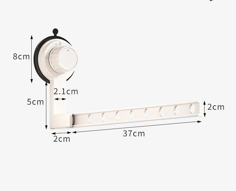 Étendoir mural à ventouse pliable – aluminium compact