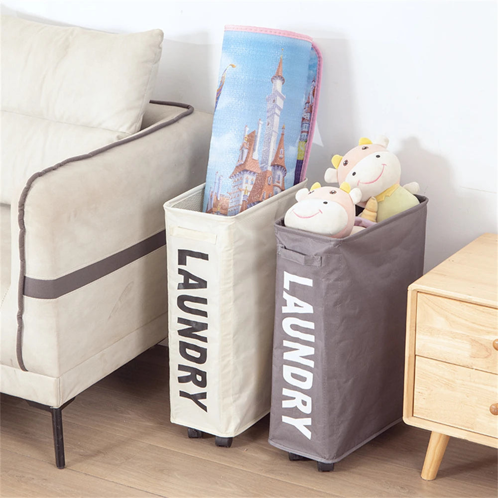 Panier à linge à roulettes pliable – multiusage avec poignées