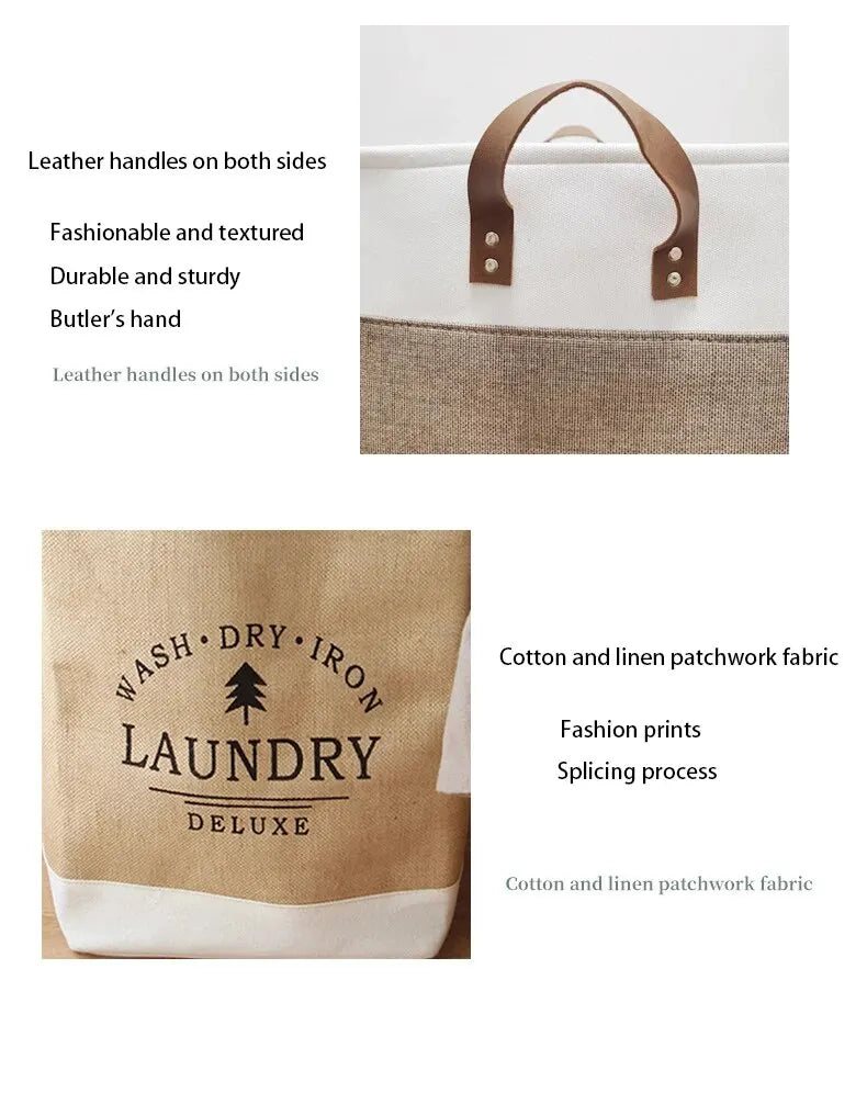 Panier à linge en coton naturel – pliable off-white style classique