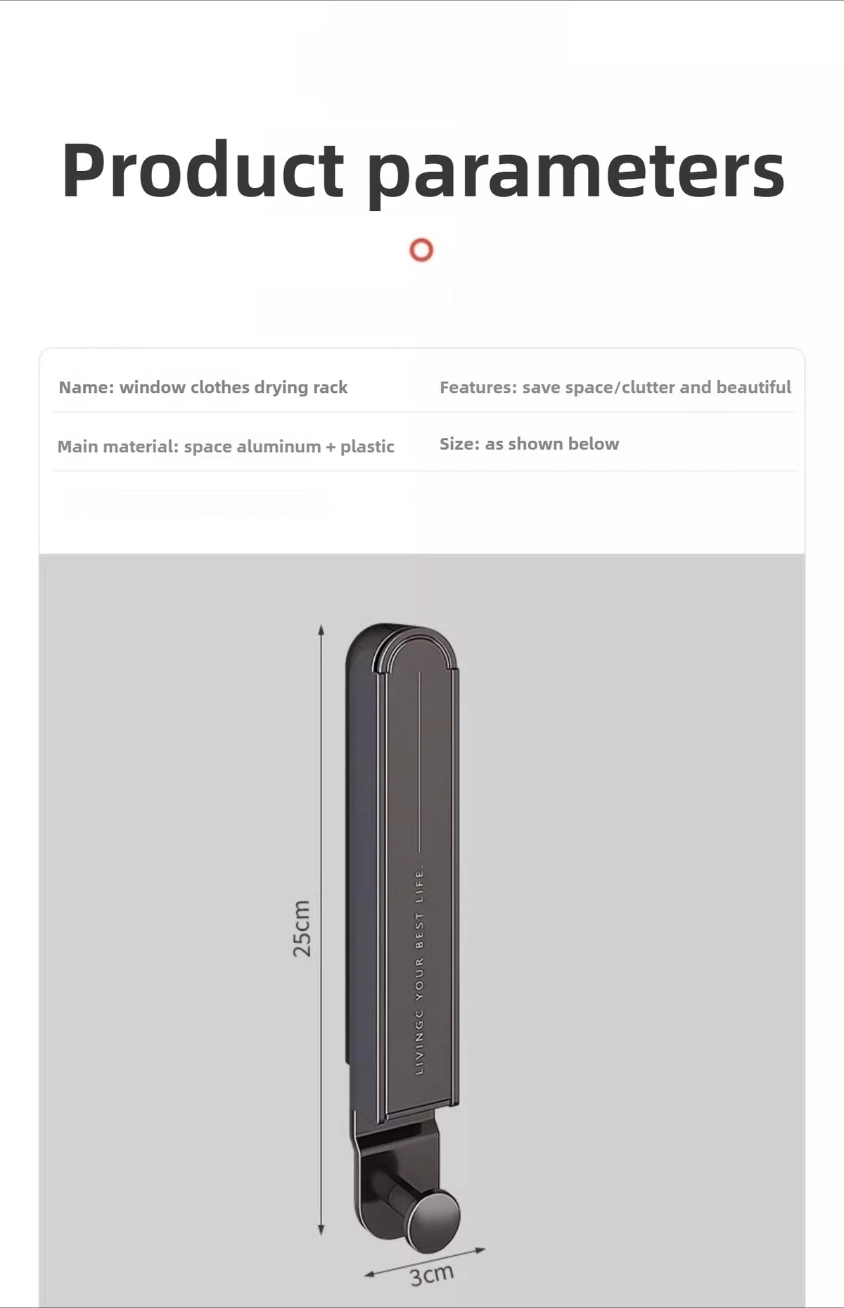 Étendoir mural pliable noir – aluminium minimaliste