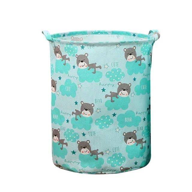 Panier à linge coton et lin – motifs enfants et déco 5 designs 35x45cm