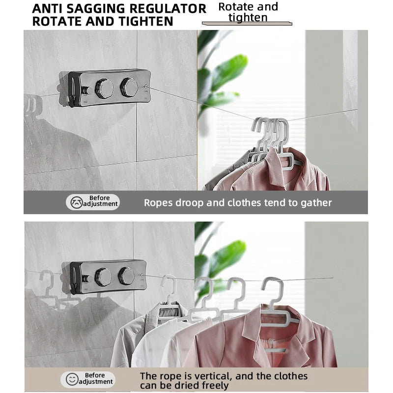 Corde à linge orientable murale – rétractable simple fil