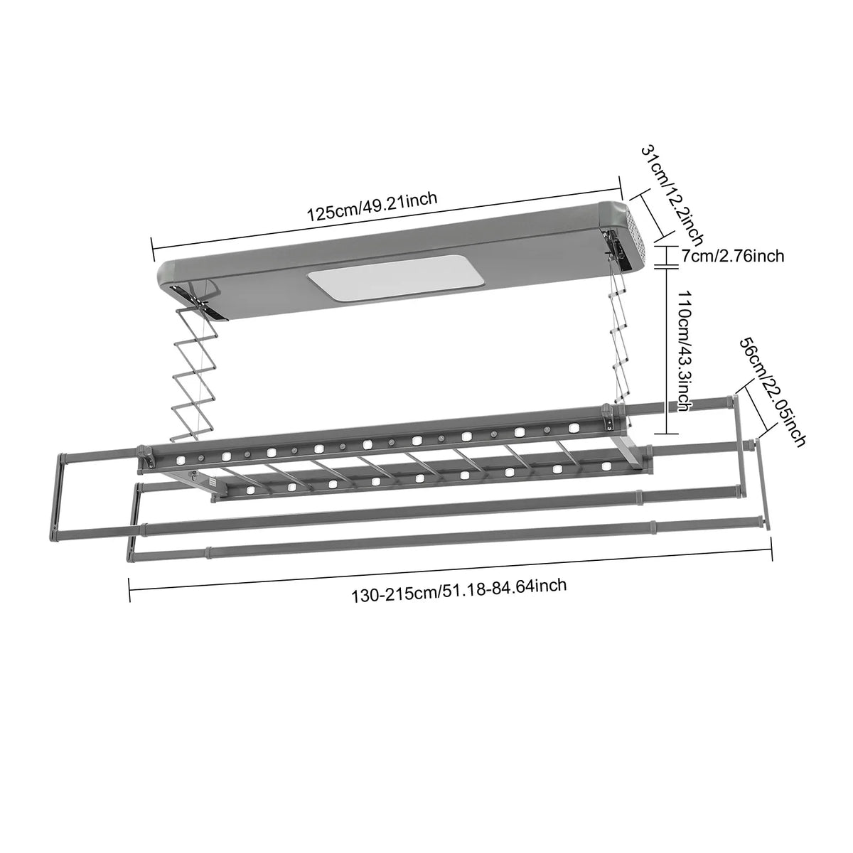 Étendoir plafond motorisé LED – descente télécommandé