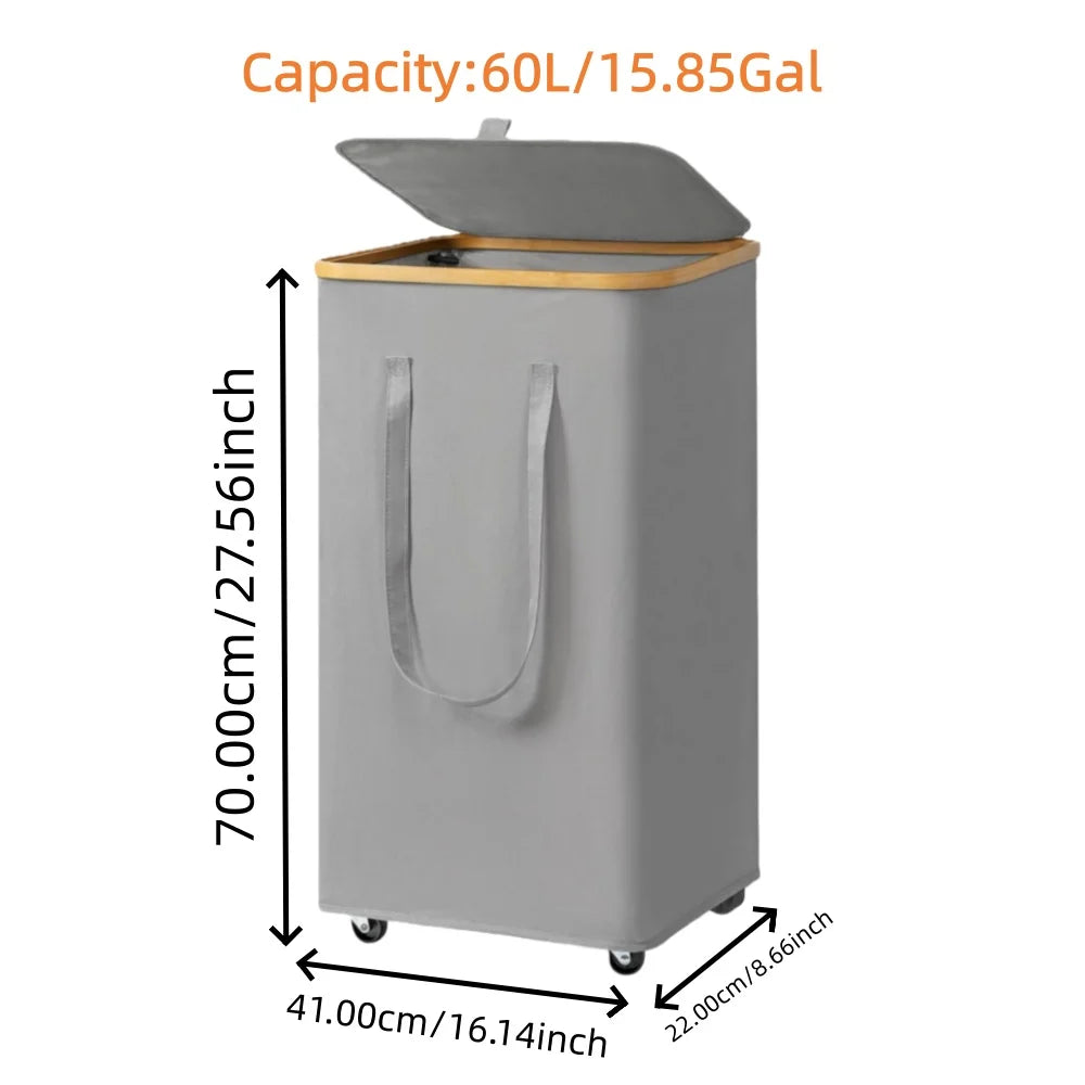 Panier à linge rectangulaire à roulettes – sac amovible 60 ou 100L