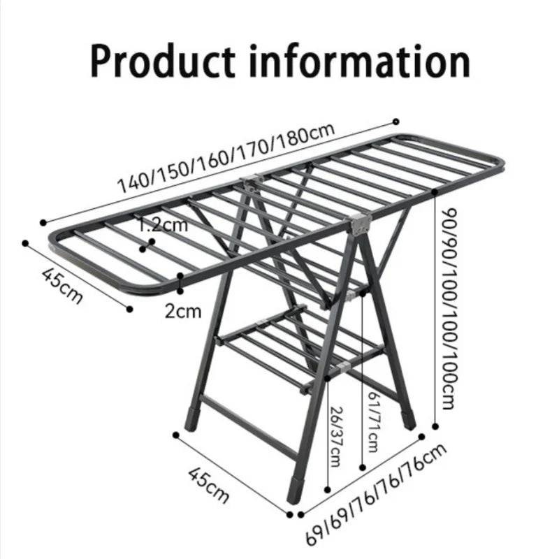 Étendoir à linge pliable vertical – 2 niveaux roulettes