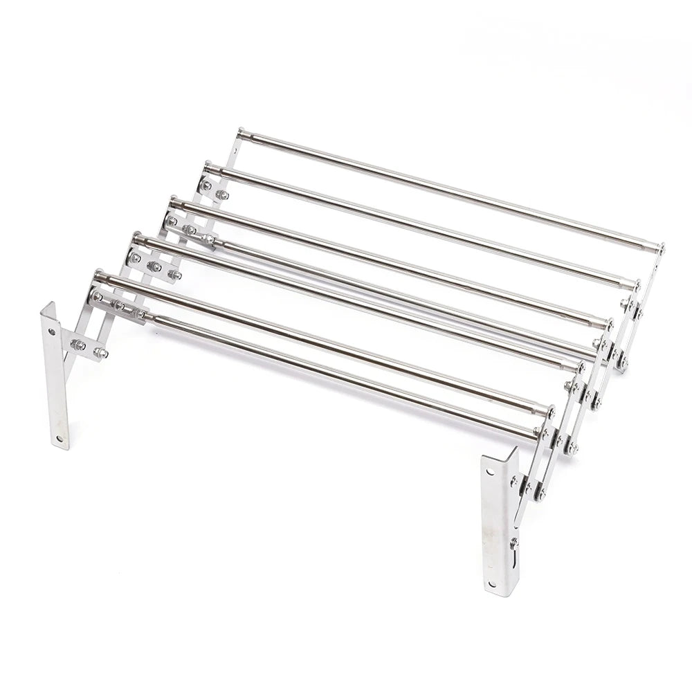 Étendoir mural extensible 7 rails – acier inoxydable 42-80 cm