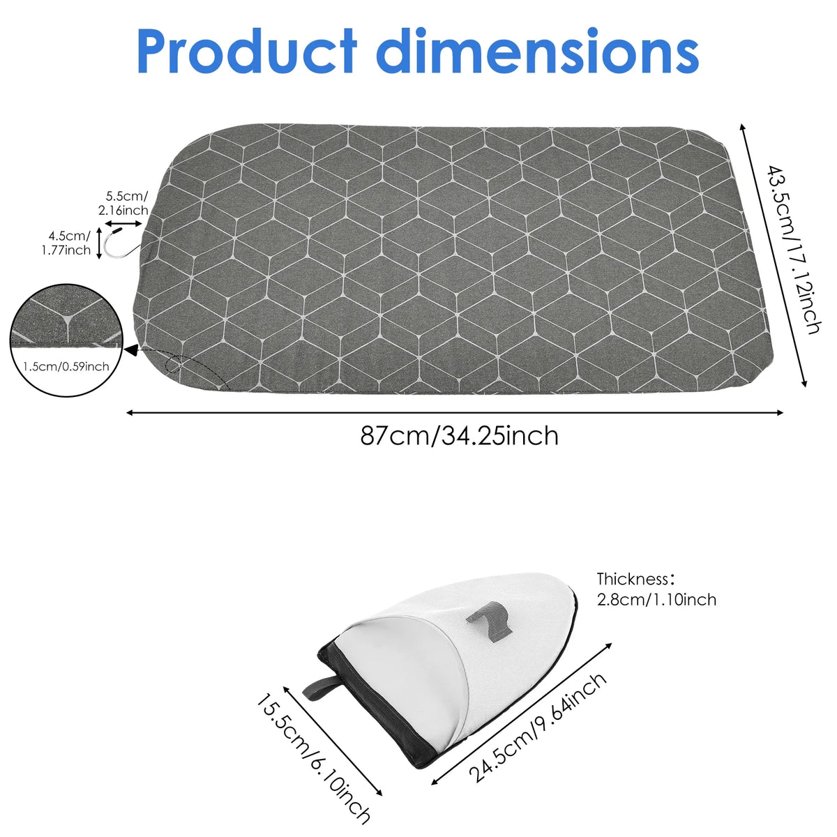 Hanging Ironing Board Portable Foldable Travel Clothes Steamer Board with Ironing Glove Hanging Steamer Pad for Travel and Home