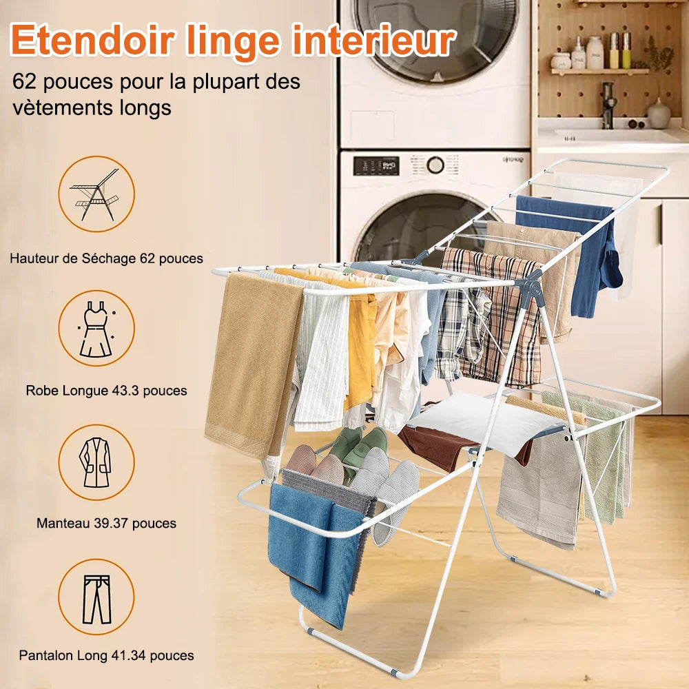 Étendoir à linge pliable – 31 rails ailes 180°