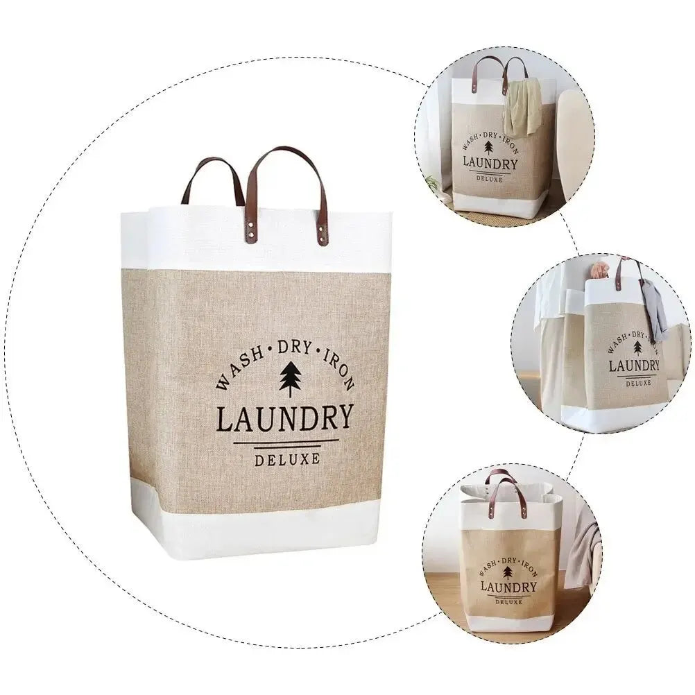Panier à linge en coton naturel – pliable off-white style classique
