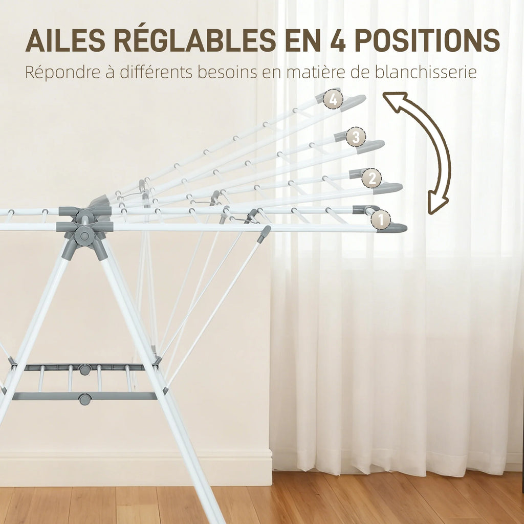 Étendoir à linge pliable – ailes réglables 4 positions