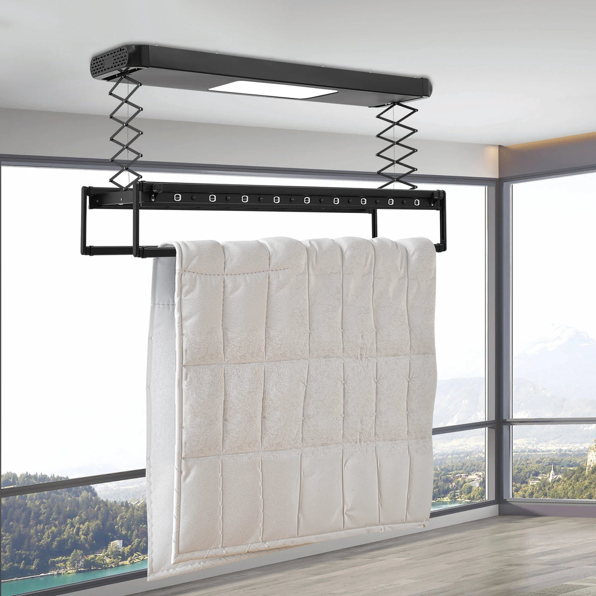 Étendoir plafond motorisé LED – descente télécommandé