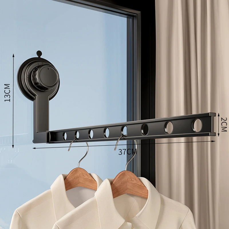 Étendoir mural à ventouse pliable – aluminium compact