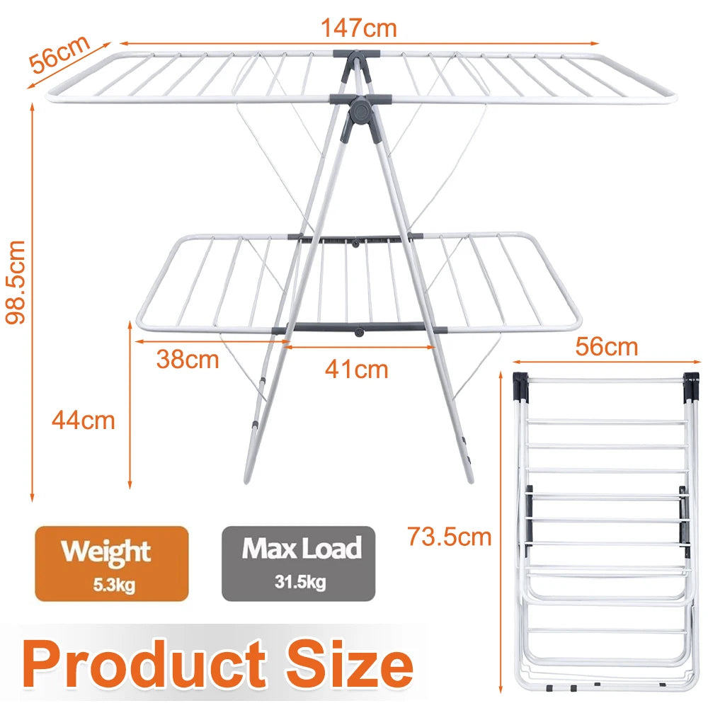 Étendoir à linge pliable – 31 rails ailes 180°