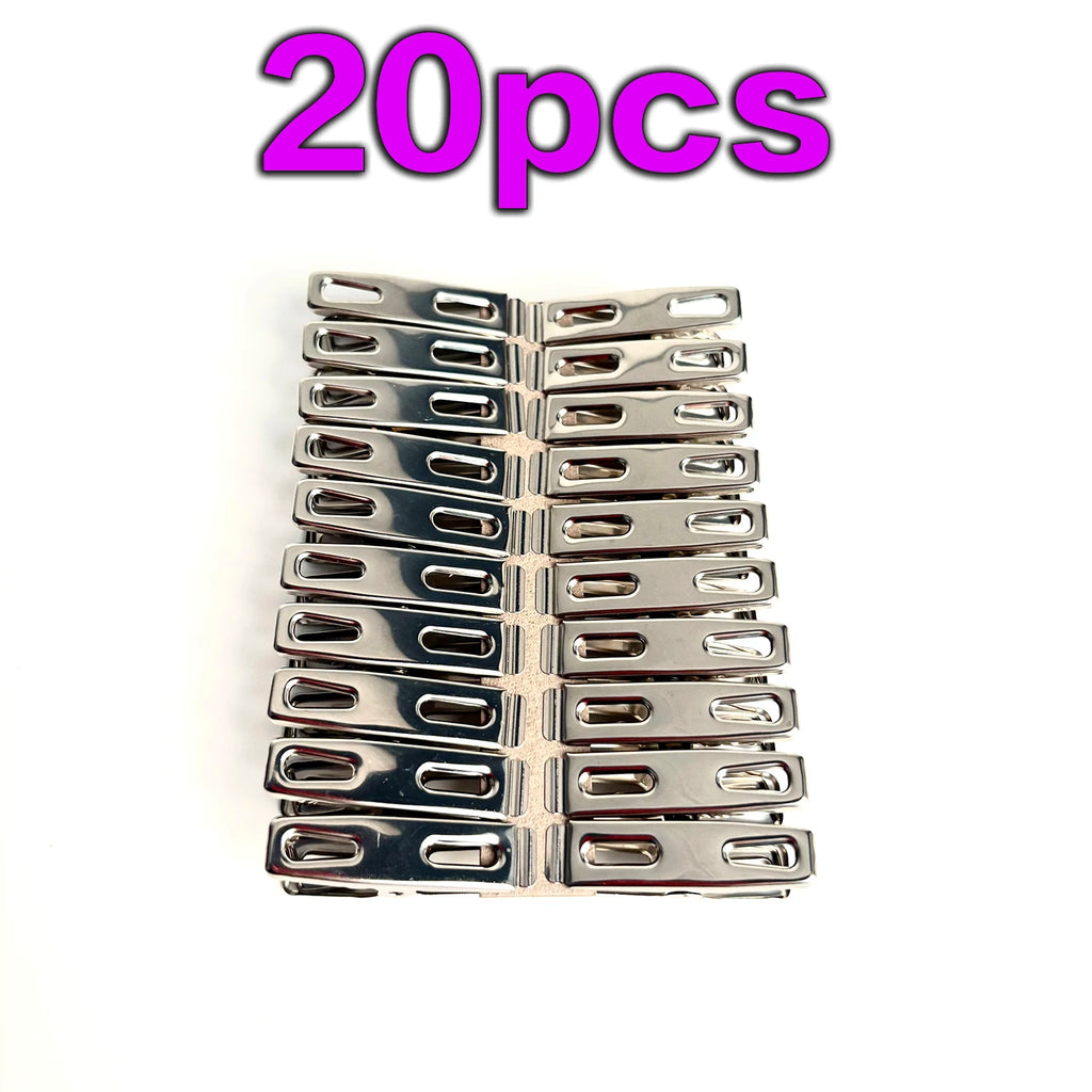 Pinces à linge inox plates — lot de 20