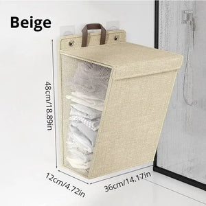 Panier à linge mural adhésif sans perçage – filet pliable