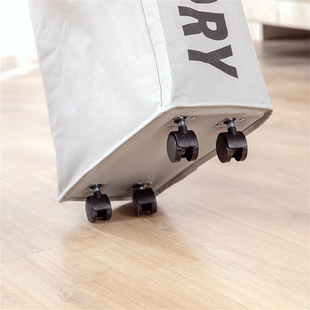 Panier à linge à roulettes pliable – multiusage avec poignées