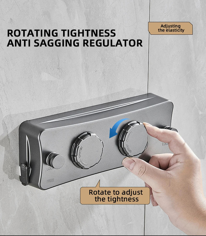 Corde à linge orientable murale – rétractable simple fil