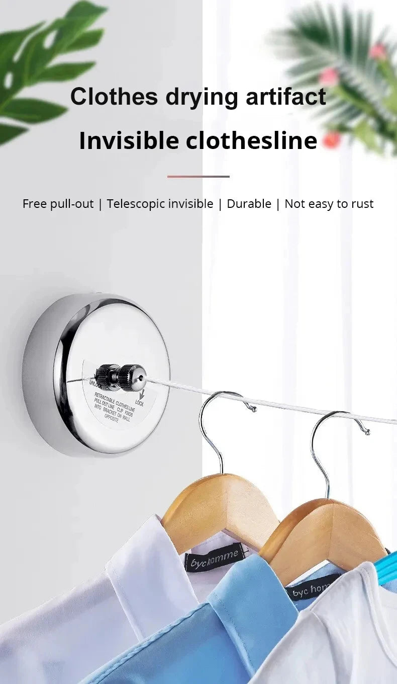 Corde à linge acier inoxydable – rétractable murale