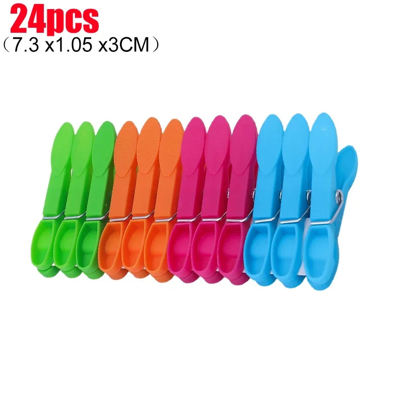 Pinces à linge plastique colorées — lot de 24, 48 ou 72