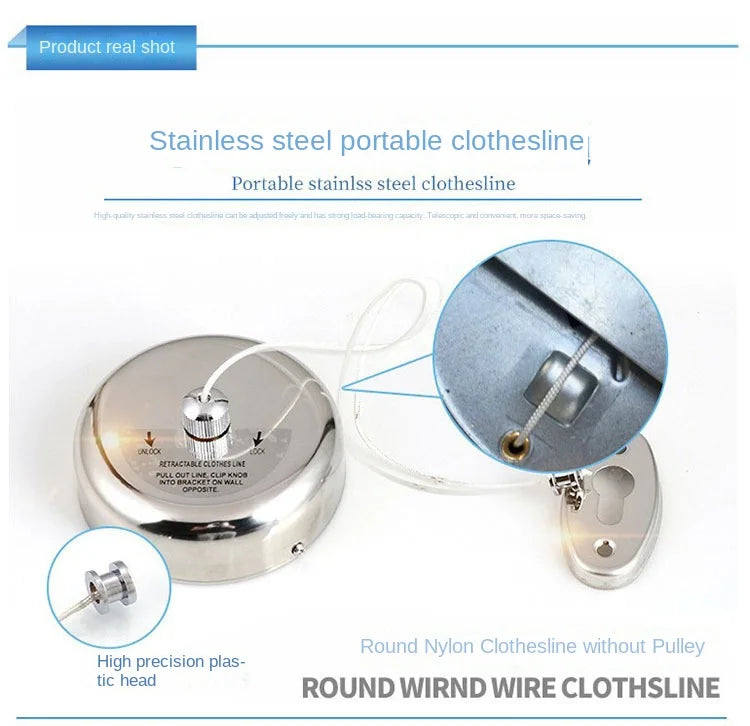 Corde à linge acier inoxydable – rétractable murale