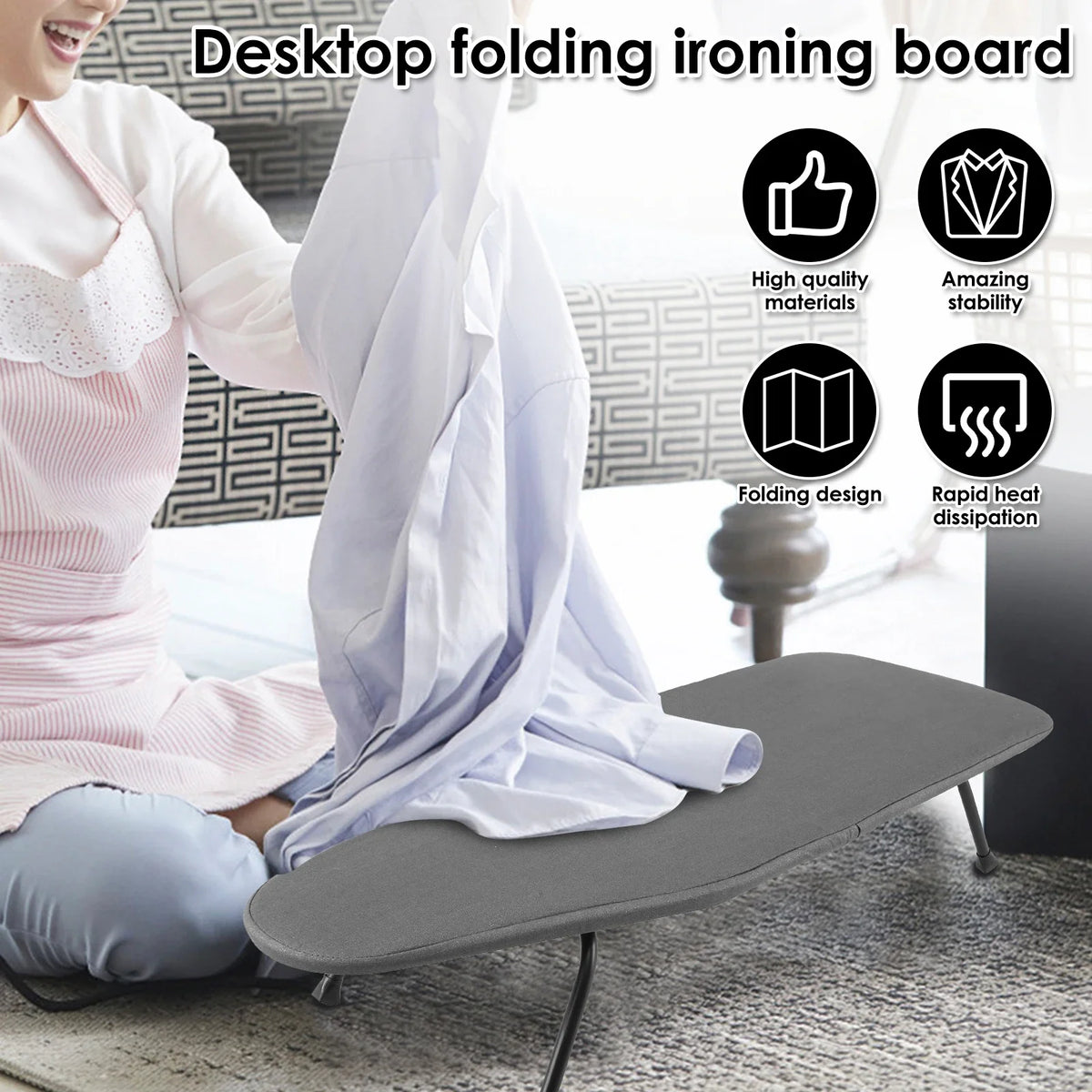 Tabletop Ironing Board Foldable Small Ironing Board Portable Ironing Pad with Heat Resistant Cover For Small Spaces Iron clothes