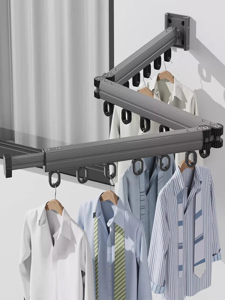 Étendoir à linge mural articulé – aluminium jusqu'à 3 segments