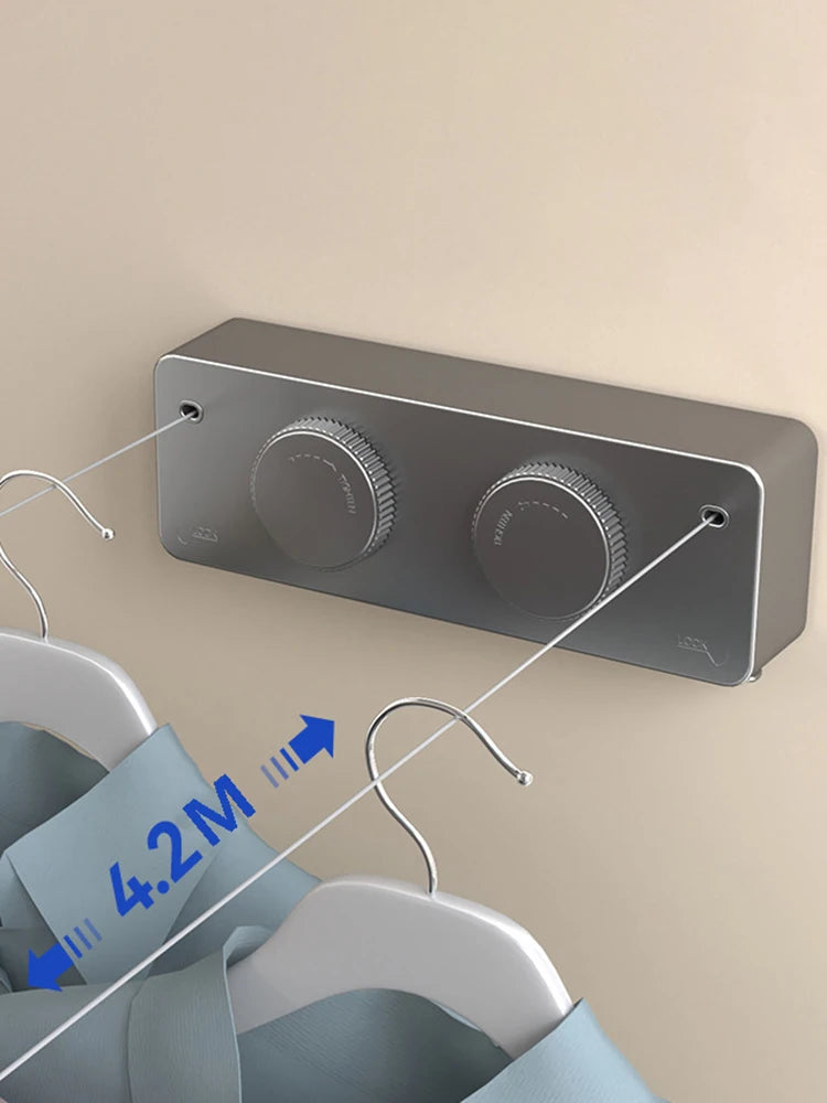 Corde à linge compacte murale – rétractable double fil