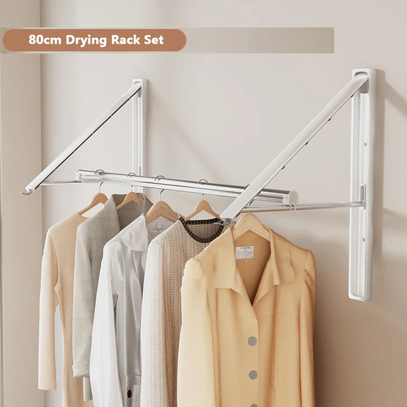 Étendoir mural pliable invisible – bois aluminium