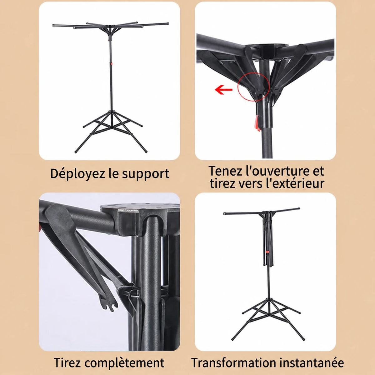 Séchoir parapluie pliable sur pied — vue 3