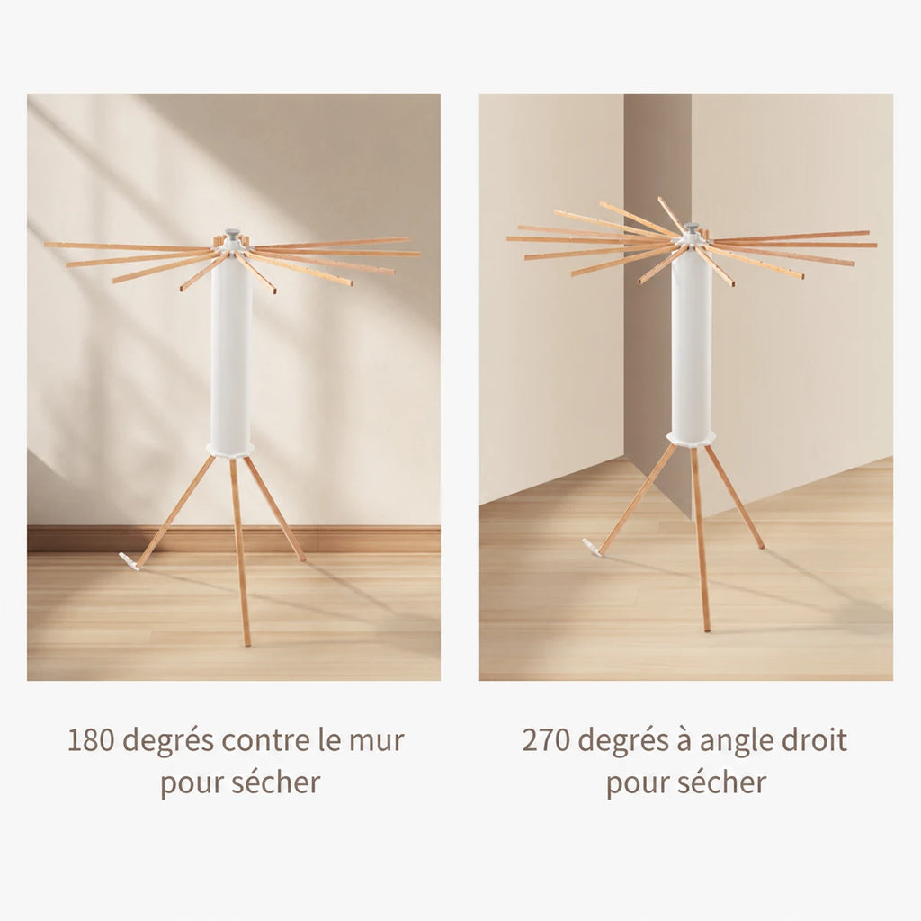 Séchoir parapluie rotatif trépied bois — vue 6