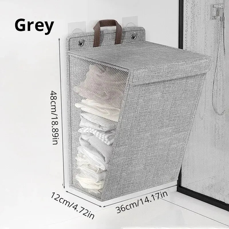 Panier à linge mural adhésif sans perçage – filet pliable