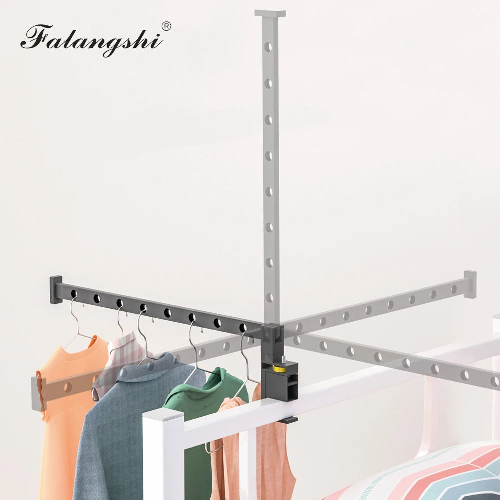 Étendoir balcon barre aluminium pivotante 360° 8 trous noir