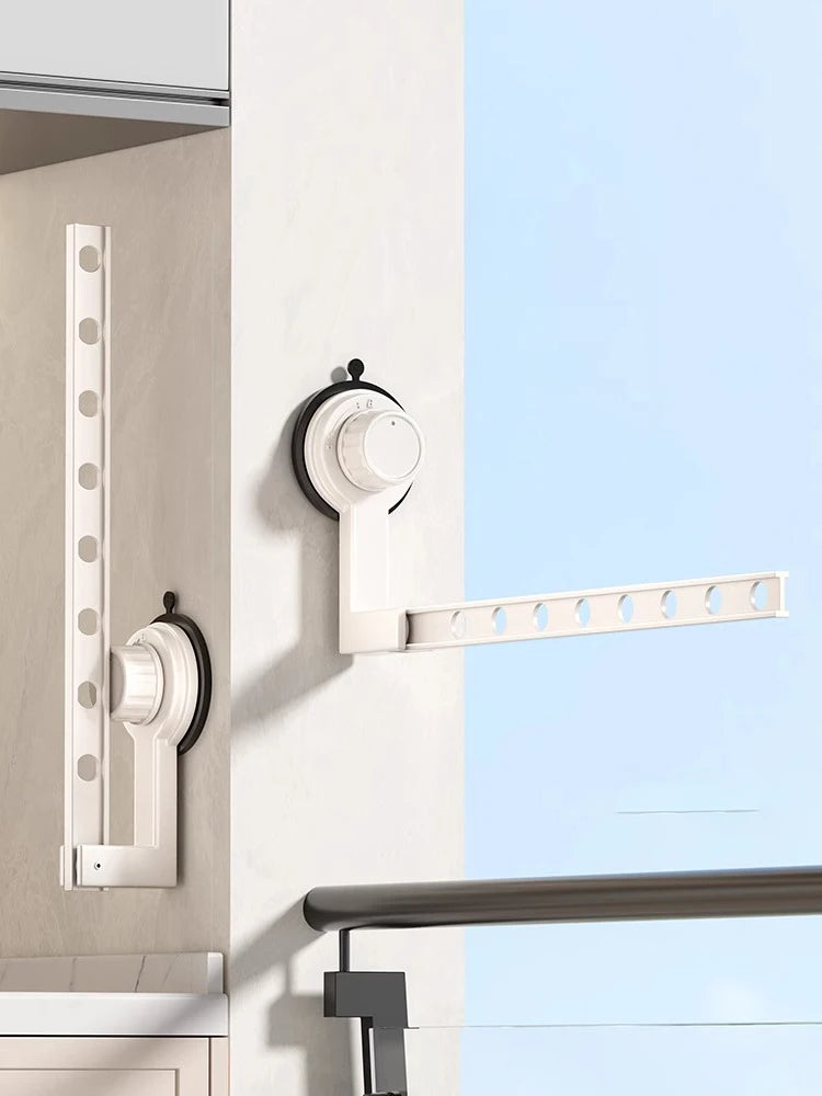 Étendoir mural à ventouse pliable – aluminium compact