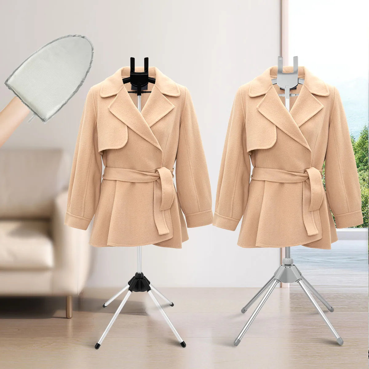 Steamer Stand with Hand-held Ironing Board 84-160cm Portable High Adjustable Handheld Garment Steamer Rack Foldable Home Hanger