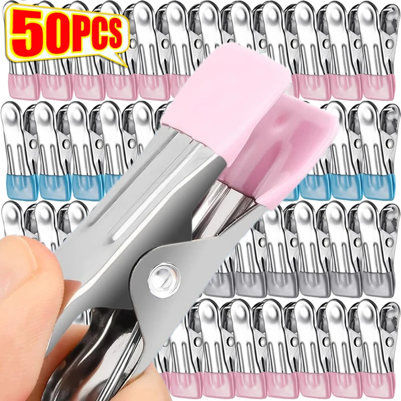 Pinces à linge inox à embouts plastique anti-marque — lot de 5 à 50